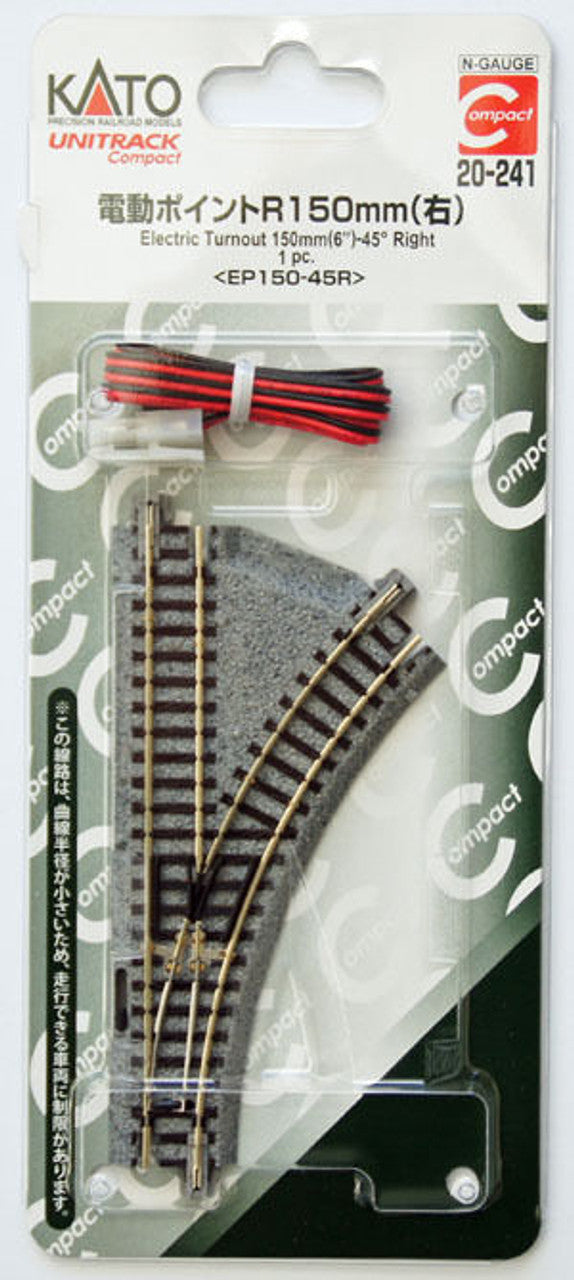 Kato 20-241 Elektrische Weiche rechts 150mm 45° EP150-45R – N-Spur